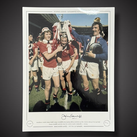 FRAMED Jimmy Greenhoff Signed Manchester United 1977 FA Cup Winners Photo £451