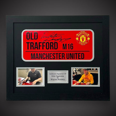 Wayne Rooney & Eric Cantona Signed And Framed Street Sign Manchester United £2990