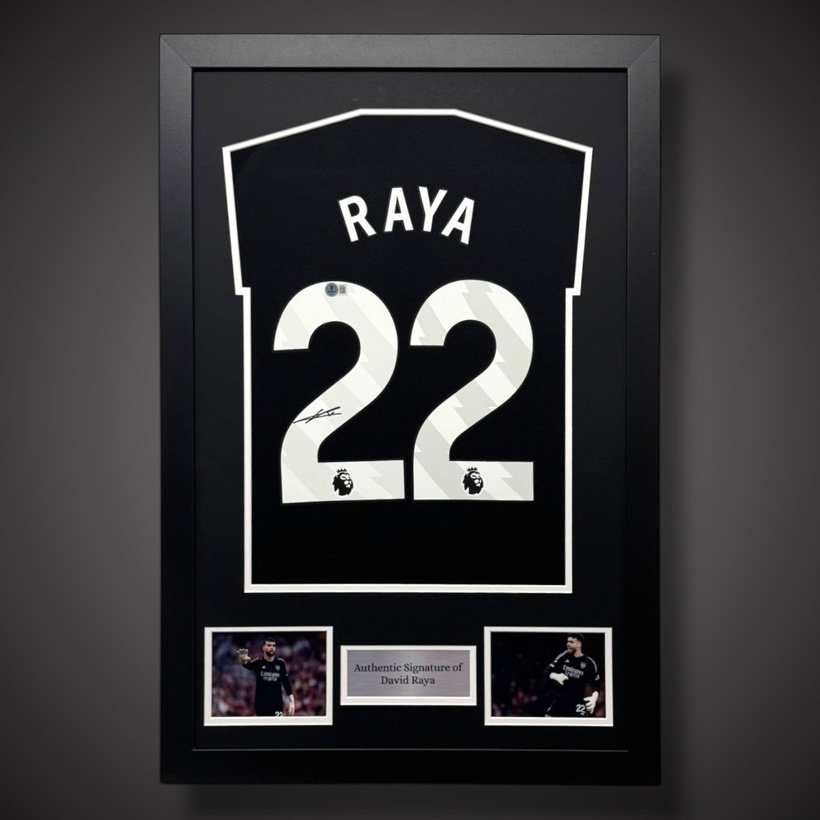 Framed David Raya Arsenal Goalkeeper Hand Signed Shirt With COA £2990