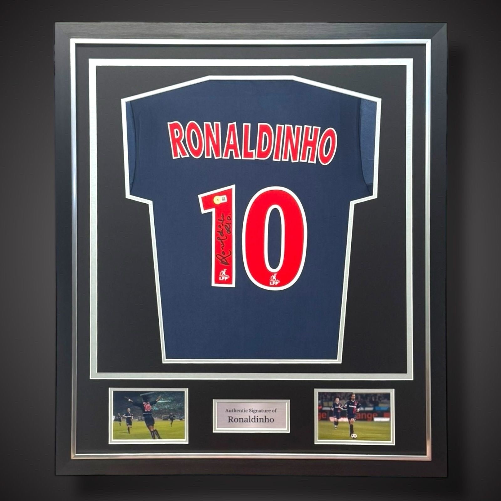 Ronaldinho Hand Signed And Deluxe Framed PSG Football Shirt £5500