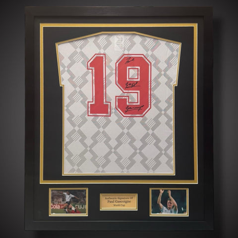 Framed Paul Gascoigne Hand Signed  England Football Shirt  £349 World Cup0