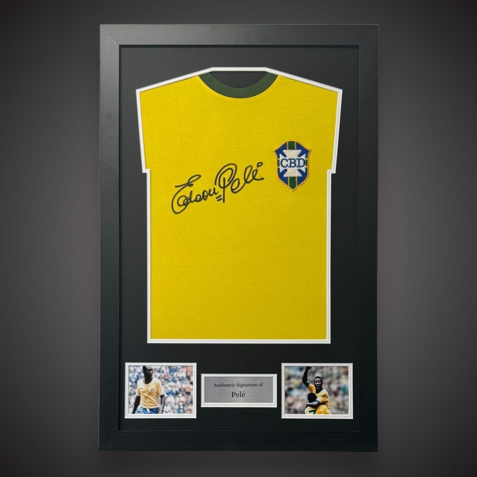Framed Edson Pele Signed Shirt Brazil Shirt  With COA Signed 20 Years Ago £8990