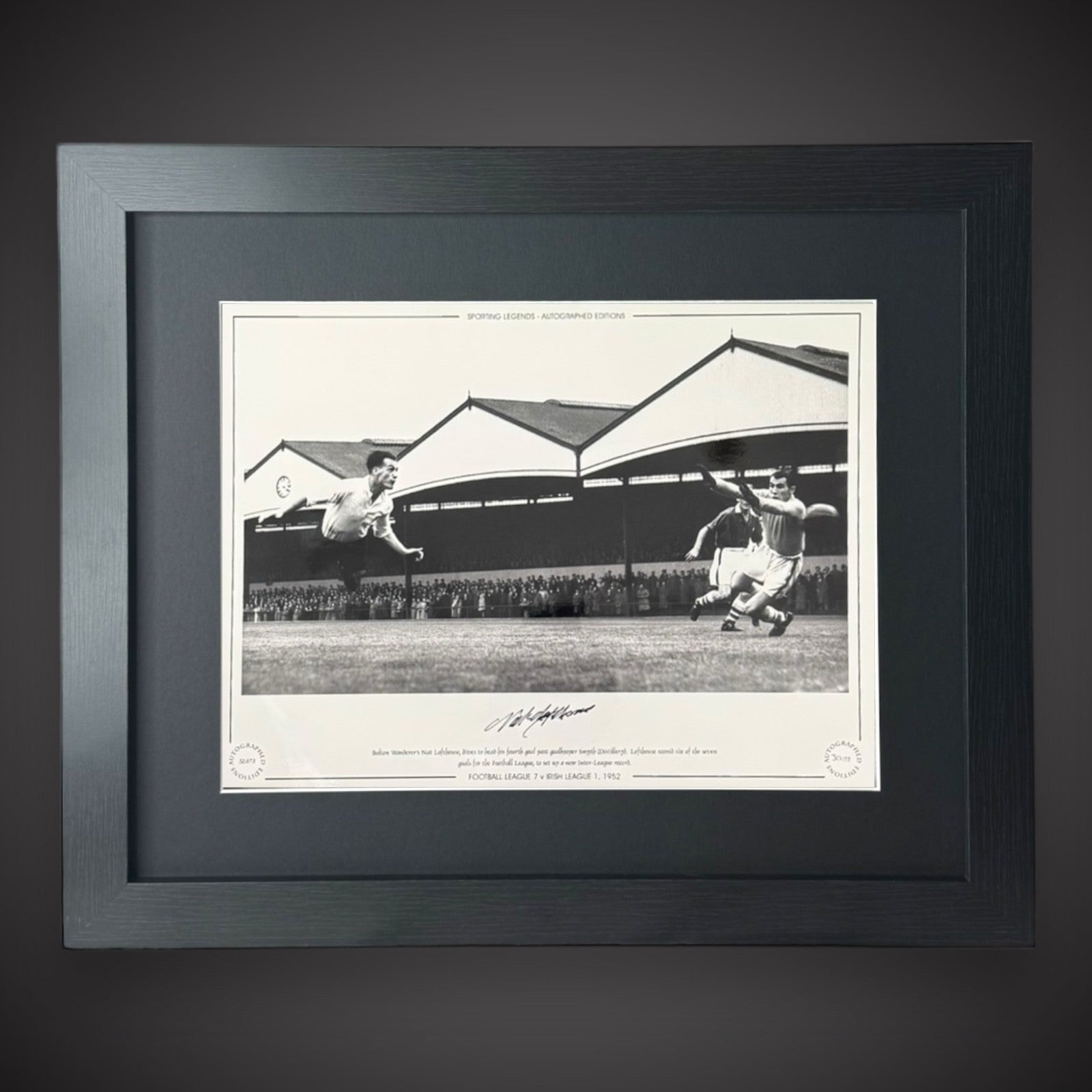 FRAMED Nat Lofthouse Signed Bolton Wanderers Photo: 1952 £450
