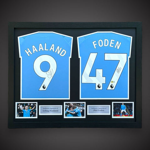 Haaland & Foden Dual Framed Manchester City Shirt With COA Buy £7500
