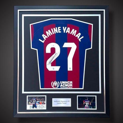 Lamine Yamal Hand Signed Barcelona Football Shirt In A Deluxe Frame £8990