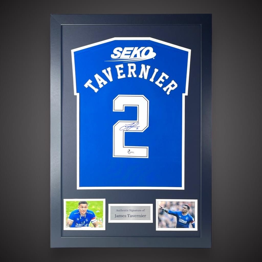 Framed James Tavernier #2 Hand Signed Rangers Shirt With COA £259 Superb0
