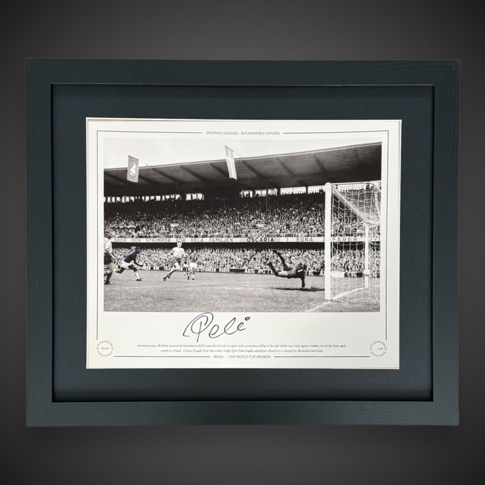 Framed Pele Signed BRAZIL - 1958 World Cup Winners Photo (Faded signature) £2500