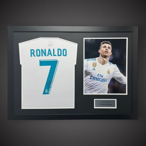 Panoramic Framed Cristiano Ronaldo Signed Real Madrid Football Shirt   £7490