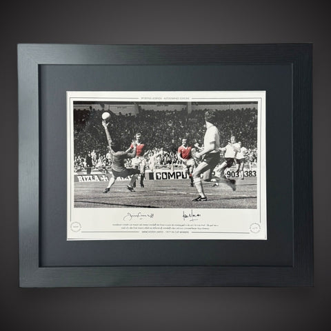 FRAMED Jimmy Greenhoff & Lou Macari Signed Manchester United Photo0