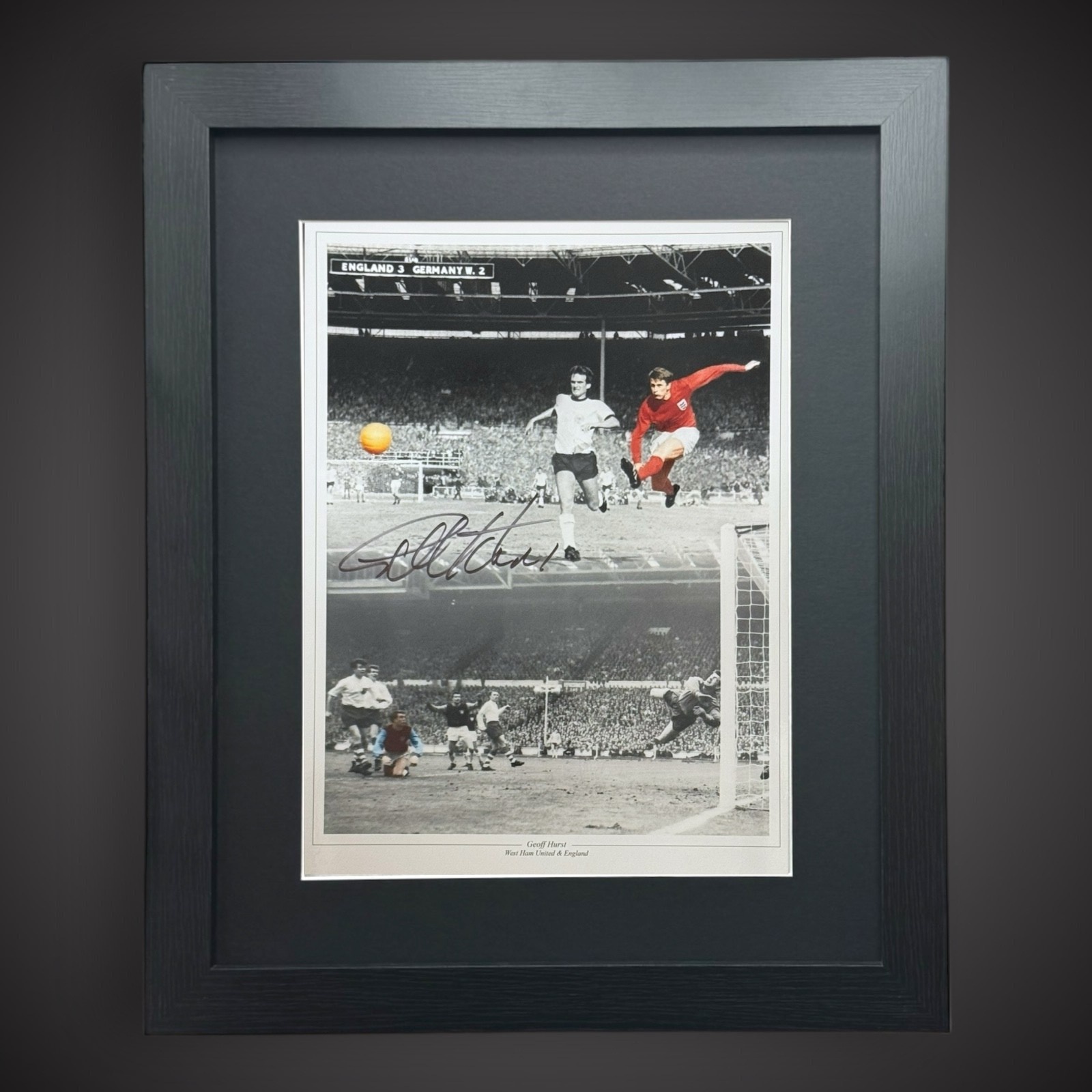 Framed Sir GEOFF HURST Hand Signed Photograph- West Ham United Football Club0