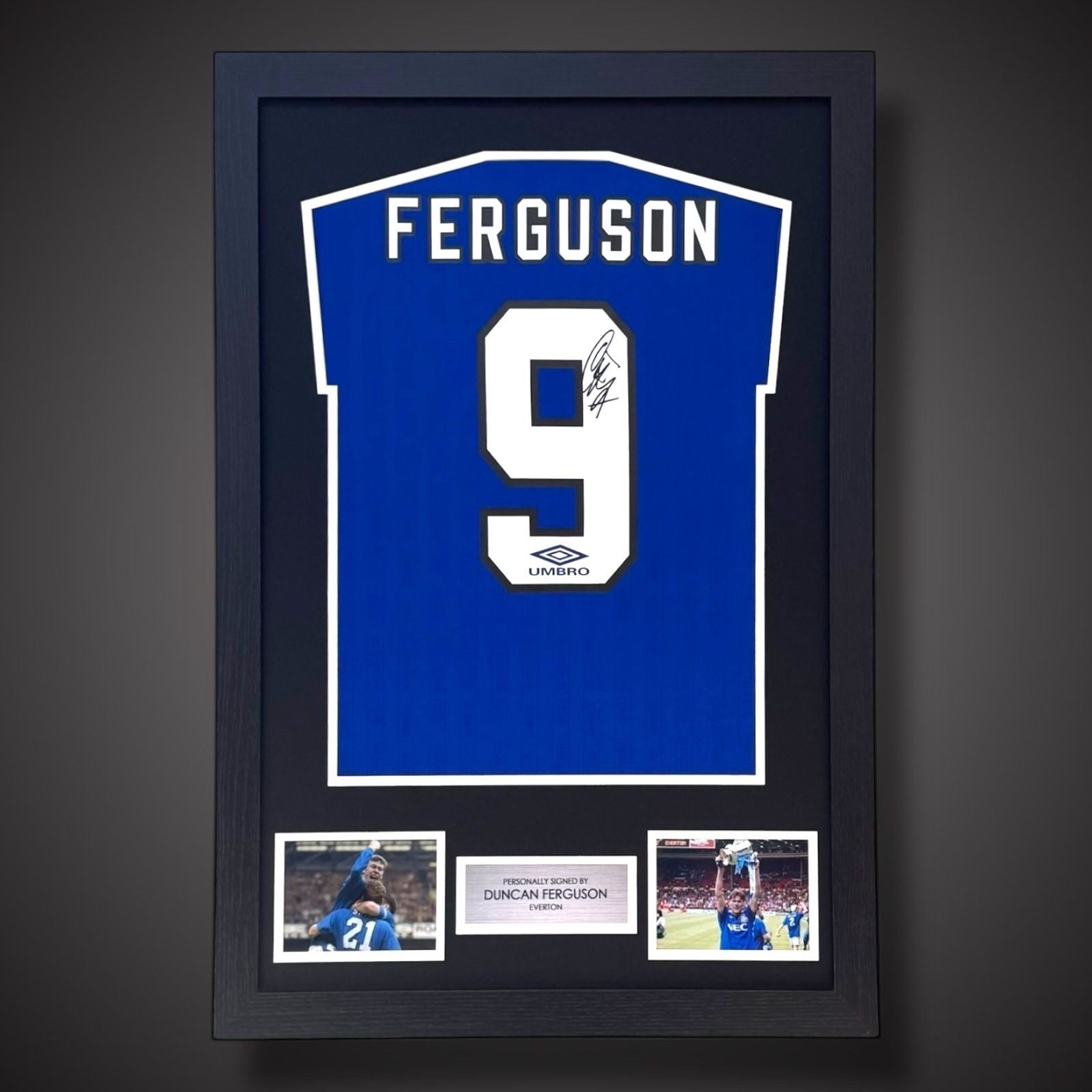 Framed Duncan Ferguson Hand Signed Everton Football Shirt £299 With COA0