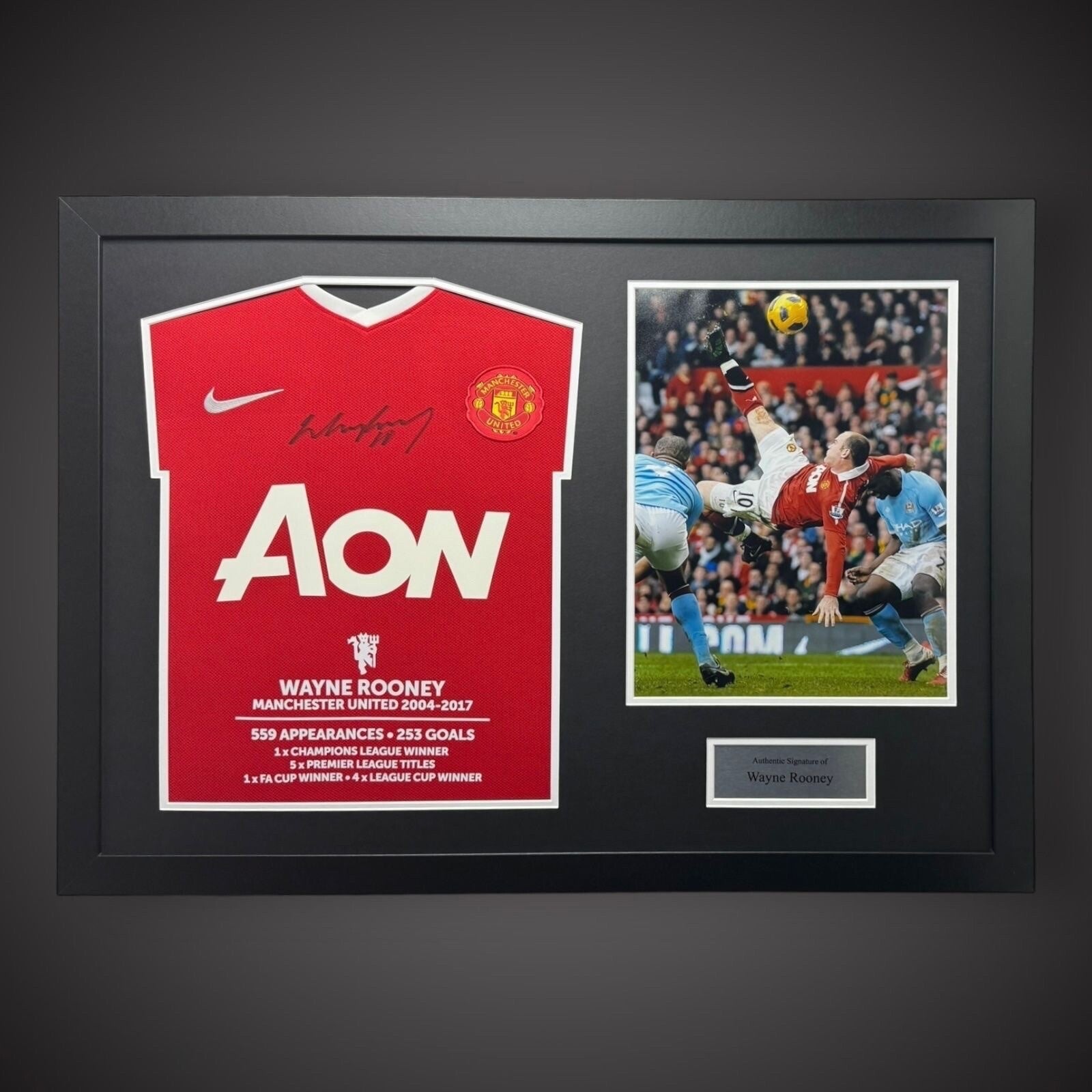Panoramic Framed Wayne Rooney  Signed Manchester United Shirt £299 With COA0
