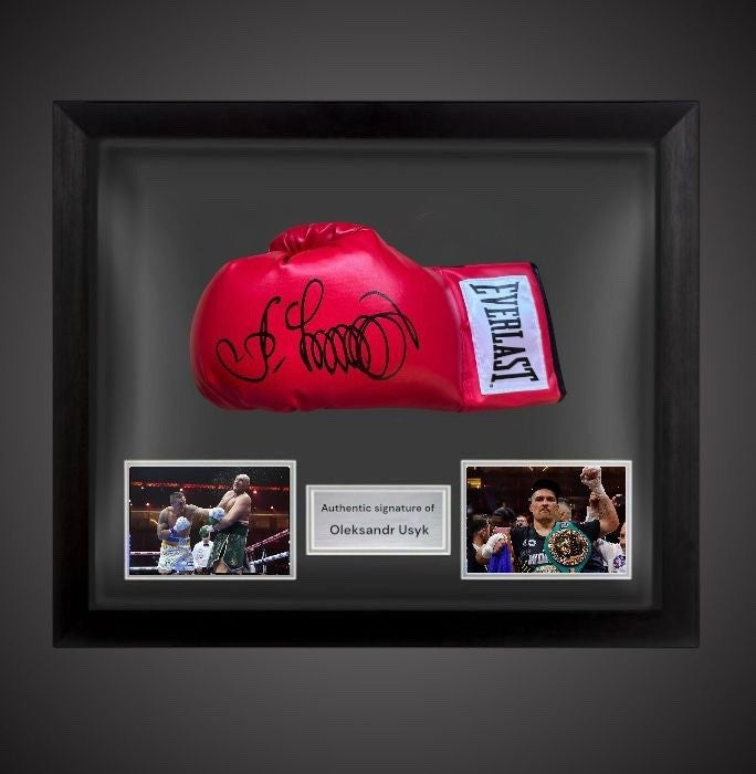 Oleksandr Usyk Hand Signed Dome Framed Boxing Glove With COA £4690