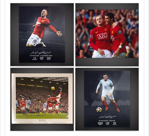 WAYNE ROONEY 4 SIGNED BIG PHOTOS FROM HIS EXCLUSIVE SIGNINGS WITH US 4 COAs £1200