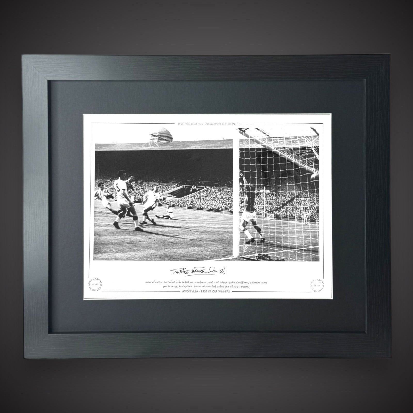 Framed Peter McParland Hand Signed 16x12 Photograph - Aston Villa £39.990
