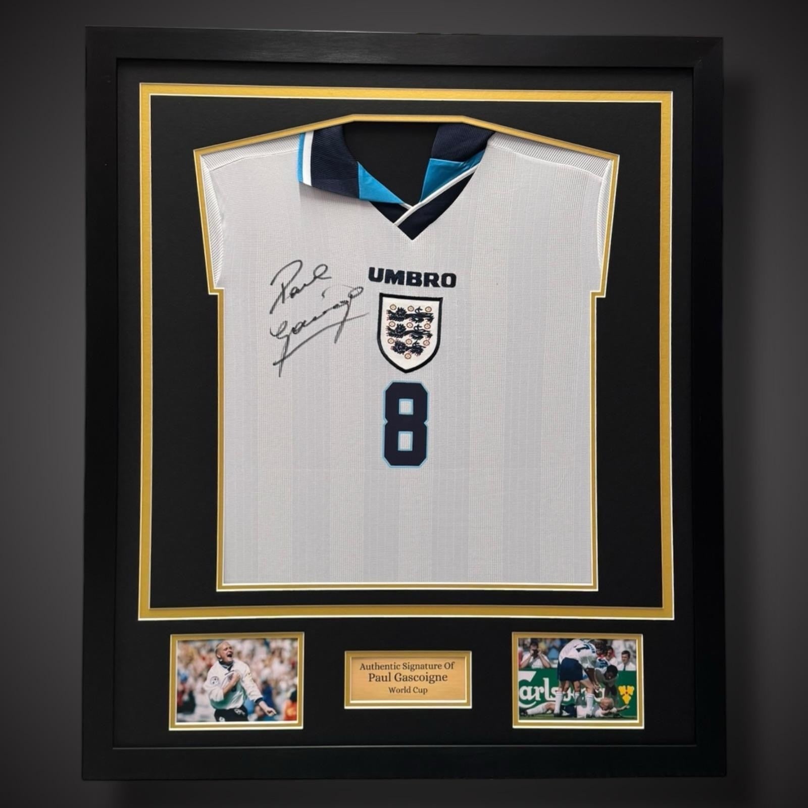 Paul Gascoigne Hand Signed And Framed England Football Shirt World Cup-  £3800