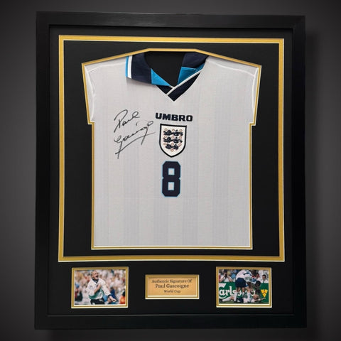 Paul Gascoigne Hand Signed And Framed England Football Shirt World Cup-  £3800