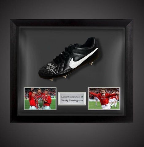 Manchester United Teddy Sheringham Signed Football Boot  In A Dome Frame £2690