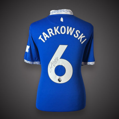 Framed JAMES TARKOWSKI EVERTON FC SIGNED 2023 SHIRT. Private Signing COA £3291