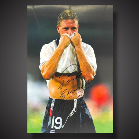 Paul  Gazza Gascoigne Hand Signed England Football Photograph £29.99 With COA0