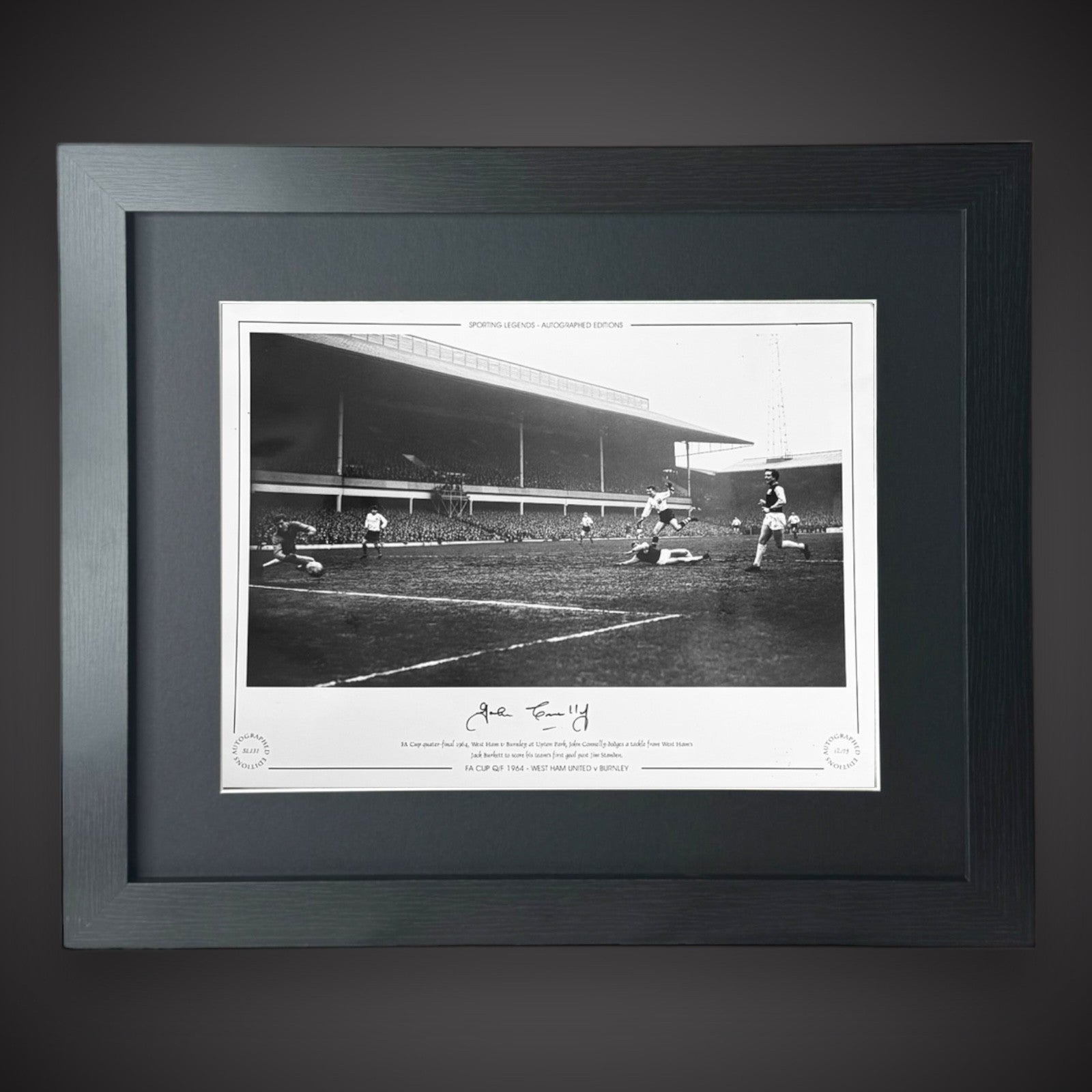 Framed John Connelly Signed Burnley Photo FA Cup Quarter Final Autograph 16X200