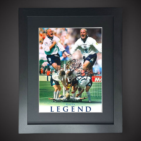 Framed England - Paul Gascoigne Signed Football Photo Montage Style £49.99 16X200