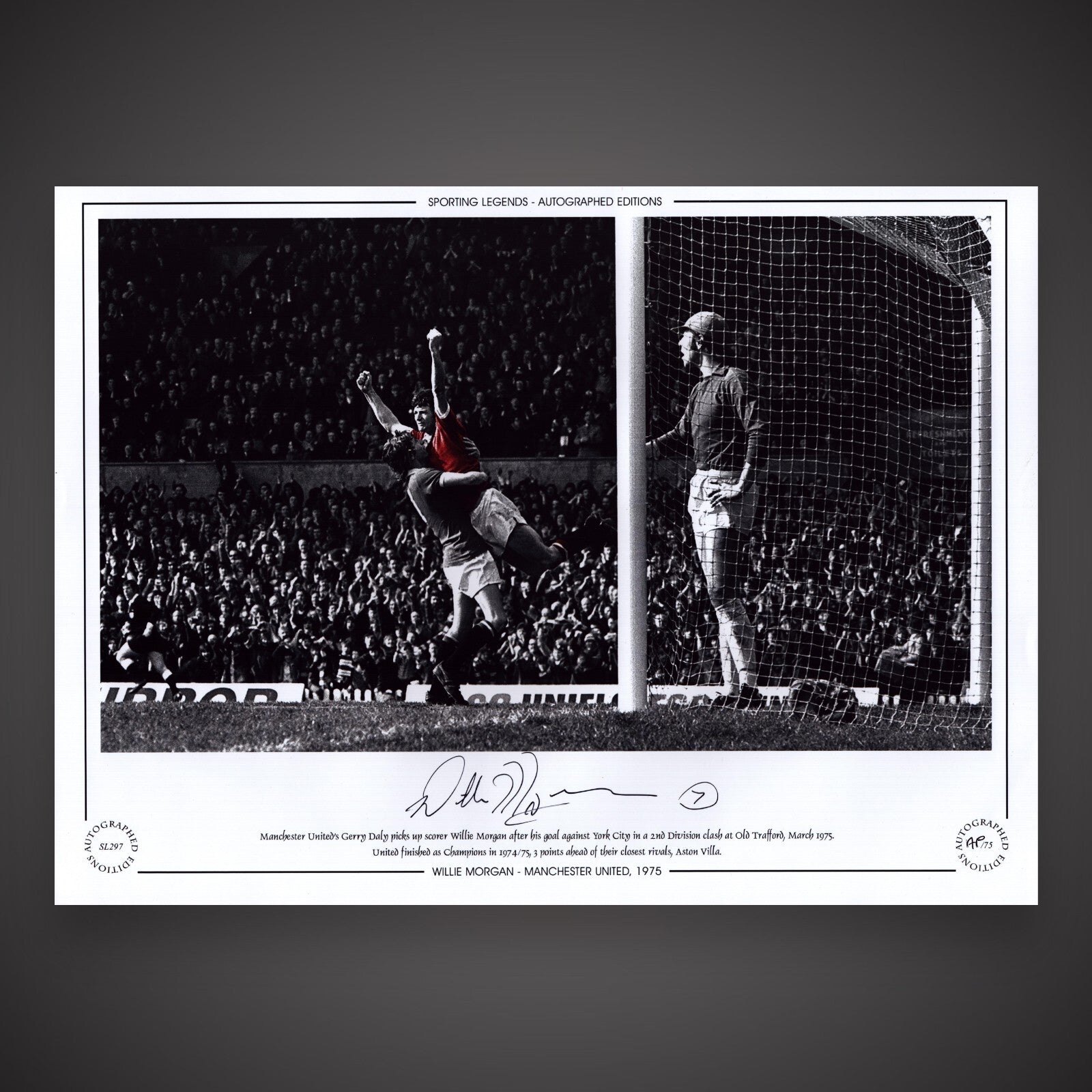 WILLIE MORGAN - MANCHESTER UNITED, 1975 Signed Photo £250