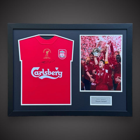 Steven Gerrard Hand Signed Liverpool Shirt Framed With Photo £285 With COA 0