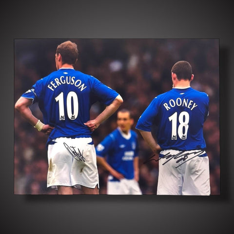 Duncan Ferguson & Wayne Rooney  Hand Signed Everton Photograph £59.990