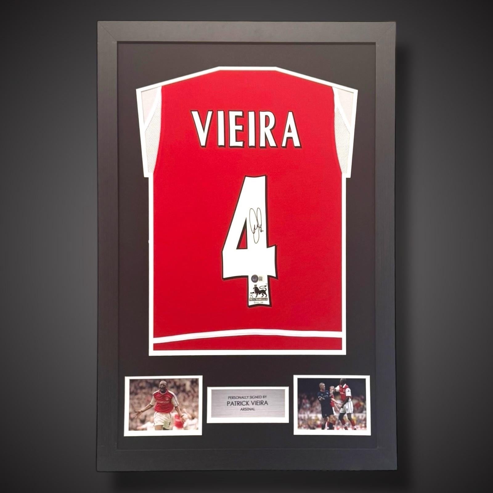 Framed Patrick Vieira Hand Signed Arsenal Football Shirt With COA £3490