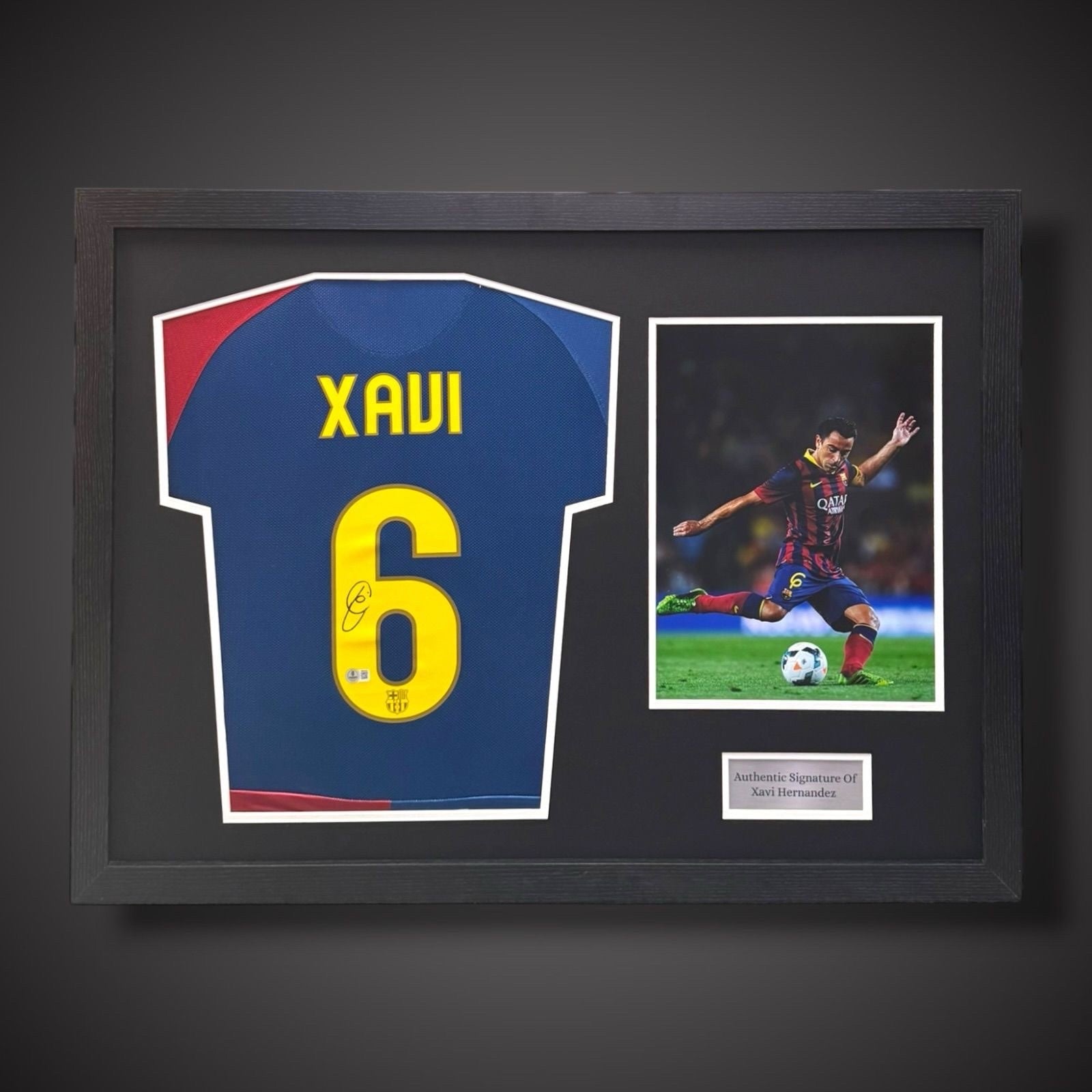 Xavi Hernandez Hand Signed Pano Framed Barcelona Football Shirt 2008/09 £4990