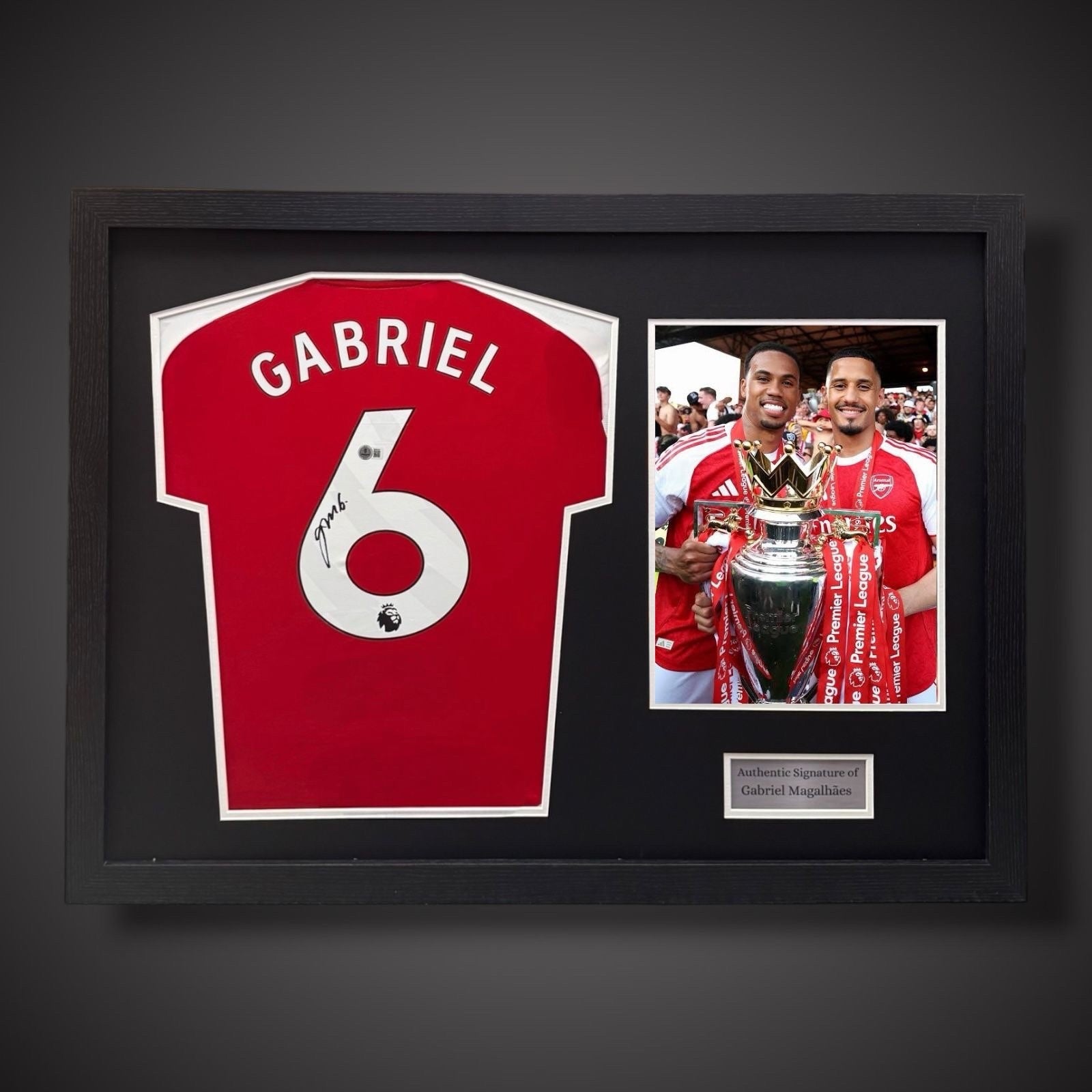 Gabriel Magalhaes Hand Signed Arsenal Football Shirt In A Pano Frame £3240