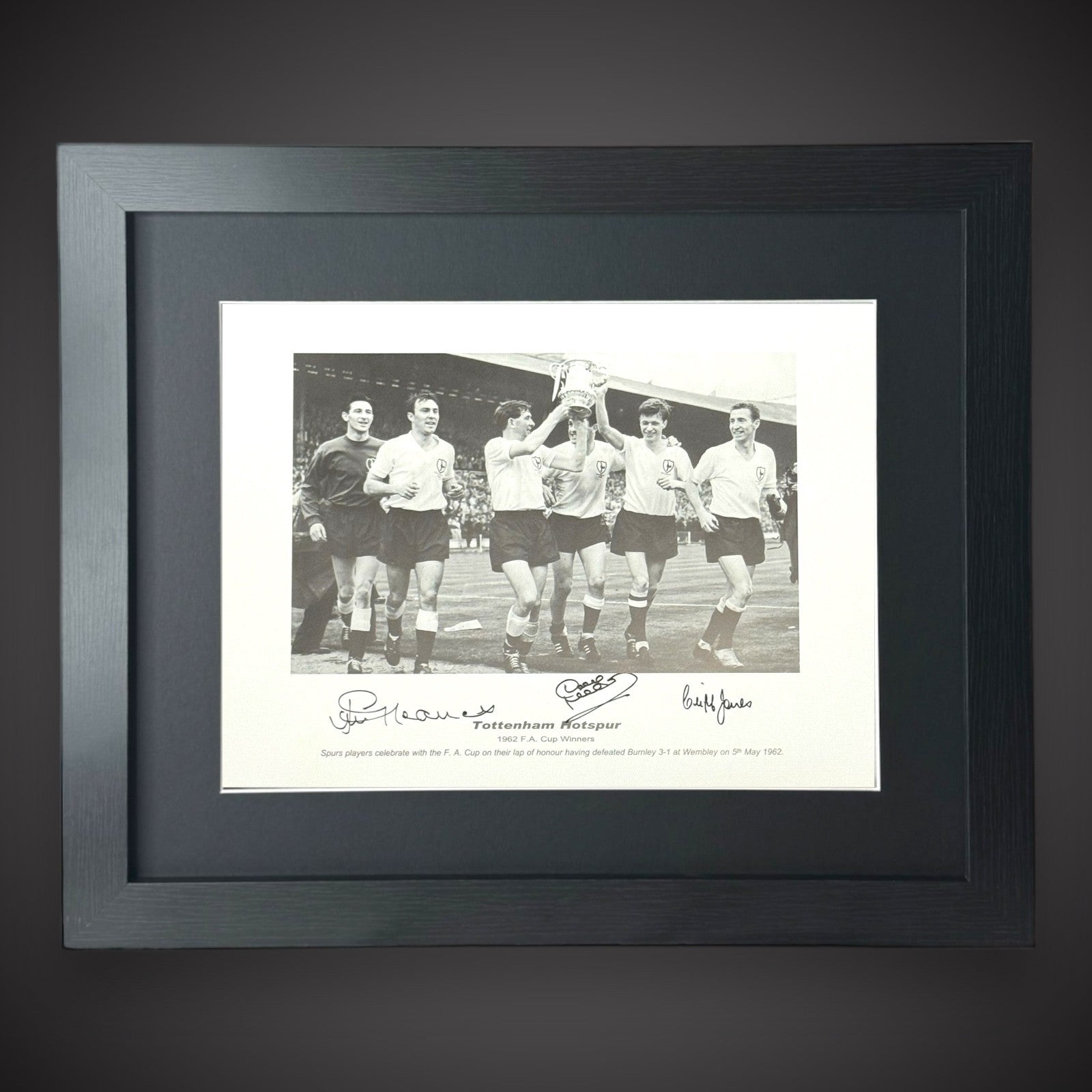 Framed Tottenham Hotspur Greaves, Mackay And Jones  Hand Signed Photograph 16X200