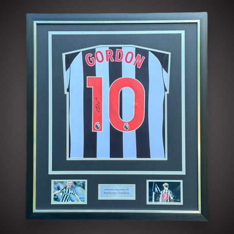 Anthony Gordon Hand Signed Deluxe Framed Newcastle Football Shirt With COA £3990