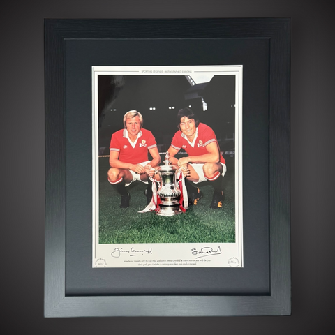 FRAMED Jimmy Greenhoff & Stuart Pearson Signed Photo- Manchester United £450