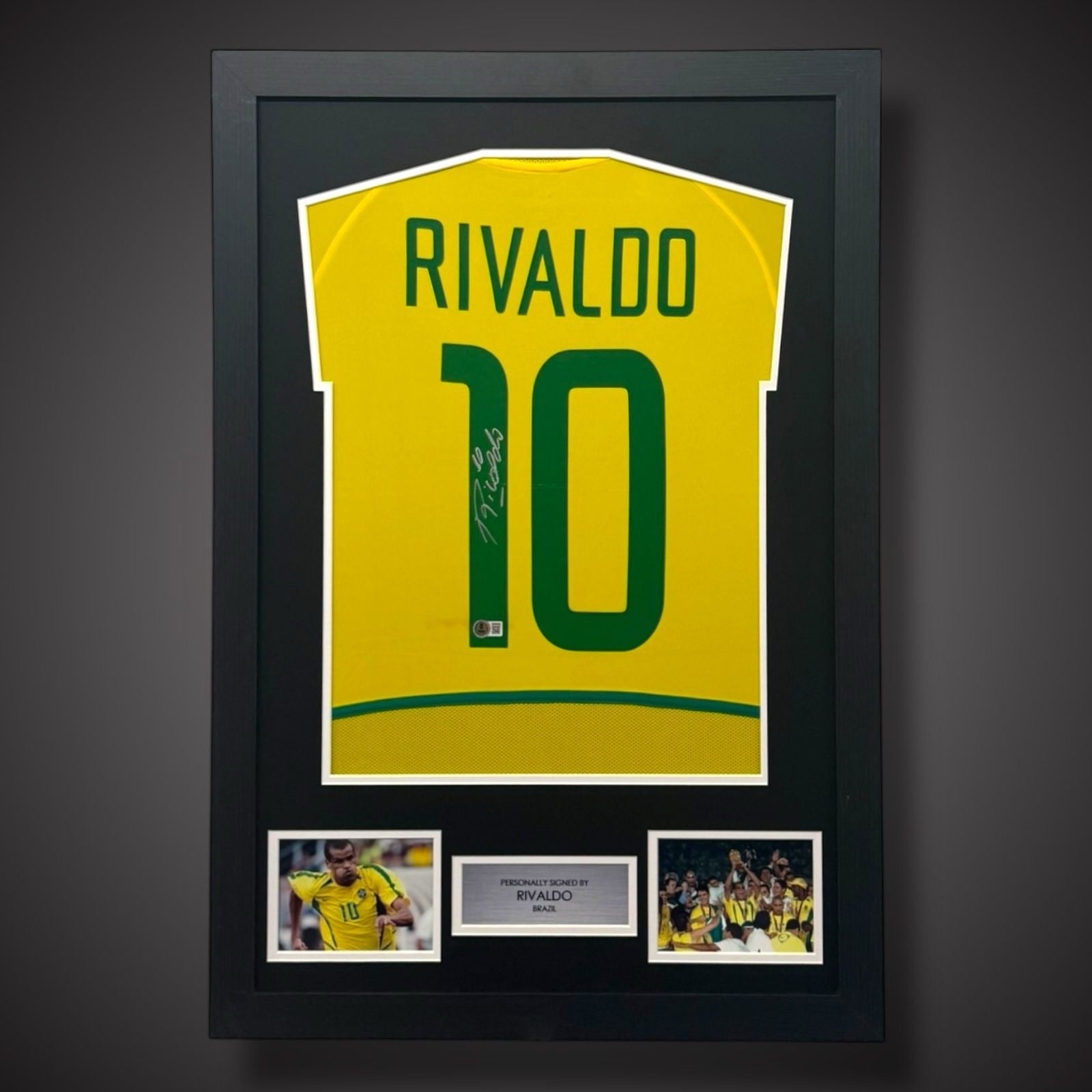 Rivaldo Hand Signed Brazil Framed Football Shirt £399 With COA0