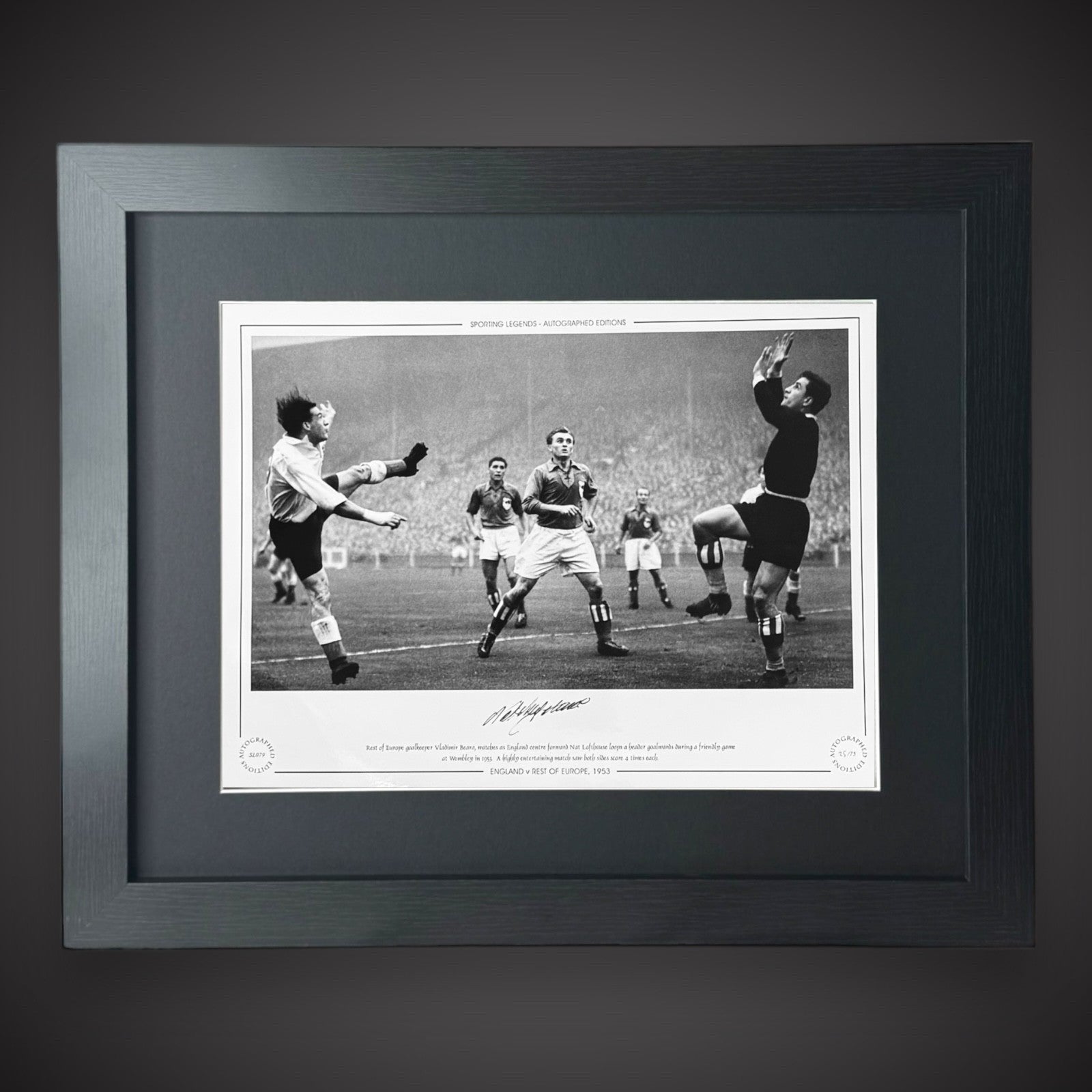 FRAMED Nat Lofthouse England V Rest Of Europe Signed Photo £450