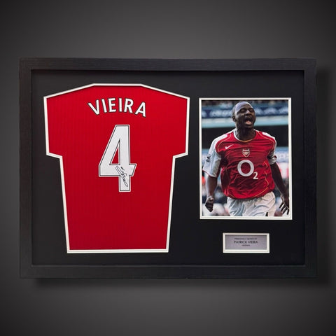 Patrick Vieira Hand Signed Arsenal Football Shirt Pano Framed  £3990
