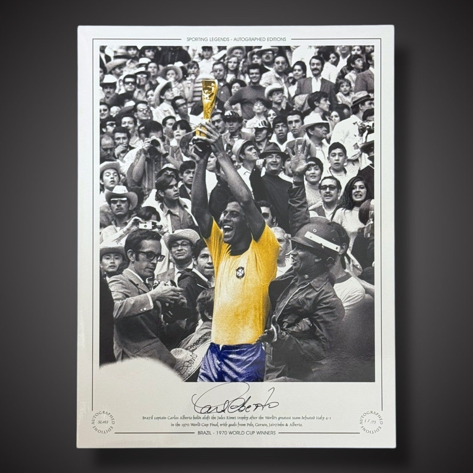 Framed Brazil 1970 World Cup Winners The Late Great Carlos Alberto Signed £129.91