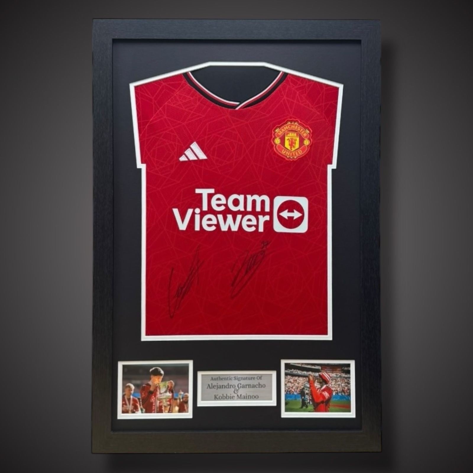 Kobbie Mainoo & Alejandro Garnacho  Signed Manchester United Framed Shirt £2990