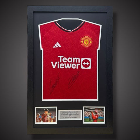 Kobbie Mainoo & Alejandro Garnacho  Signed Manchester United Framed Shirt £2990