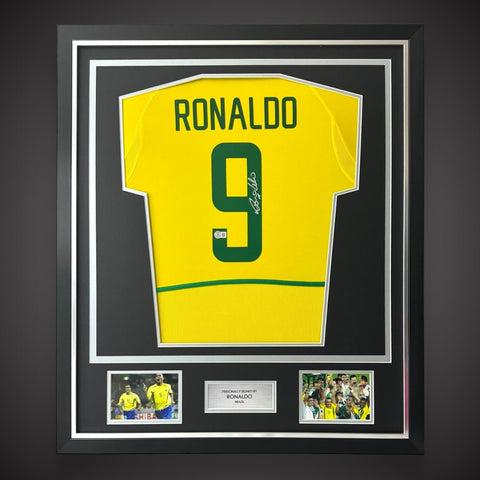 Ronaldo Nazario Signed & Deluxe Framed Brazil Shirt With BECKETT STICKER £5490