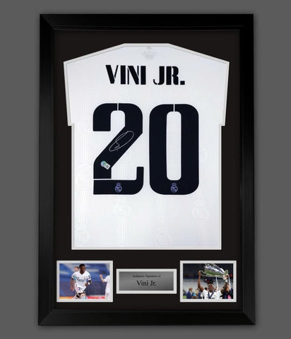 Framed-Vinicius ‘Vini’ Jr Signed Real Madrid Shirt  With COA £3090