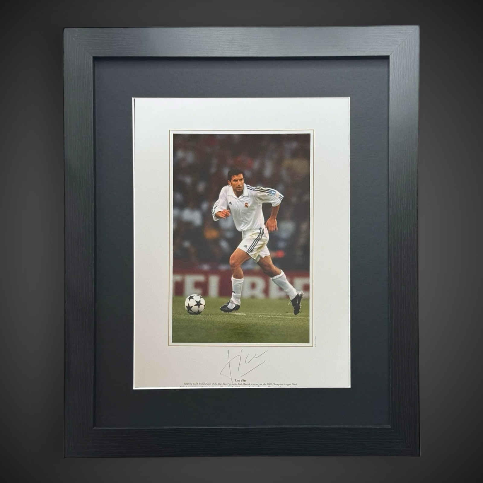 Framed Luis Figo Superb Signed Action Shot £129.990