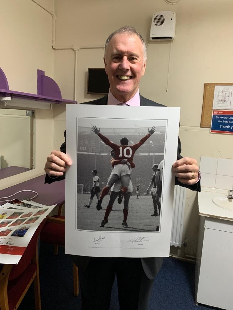 Sir Geoff Hurst & Martin Peters A2 Size Hand Signed Goal Celebration Photo £351