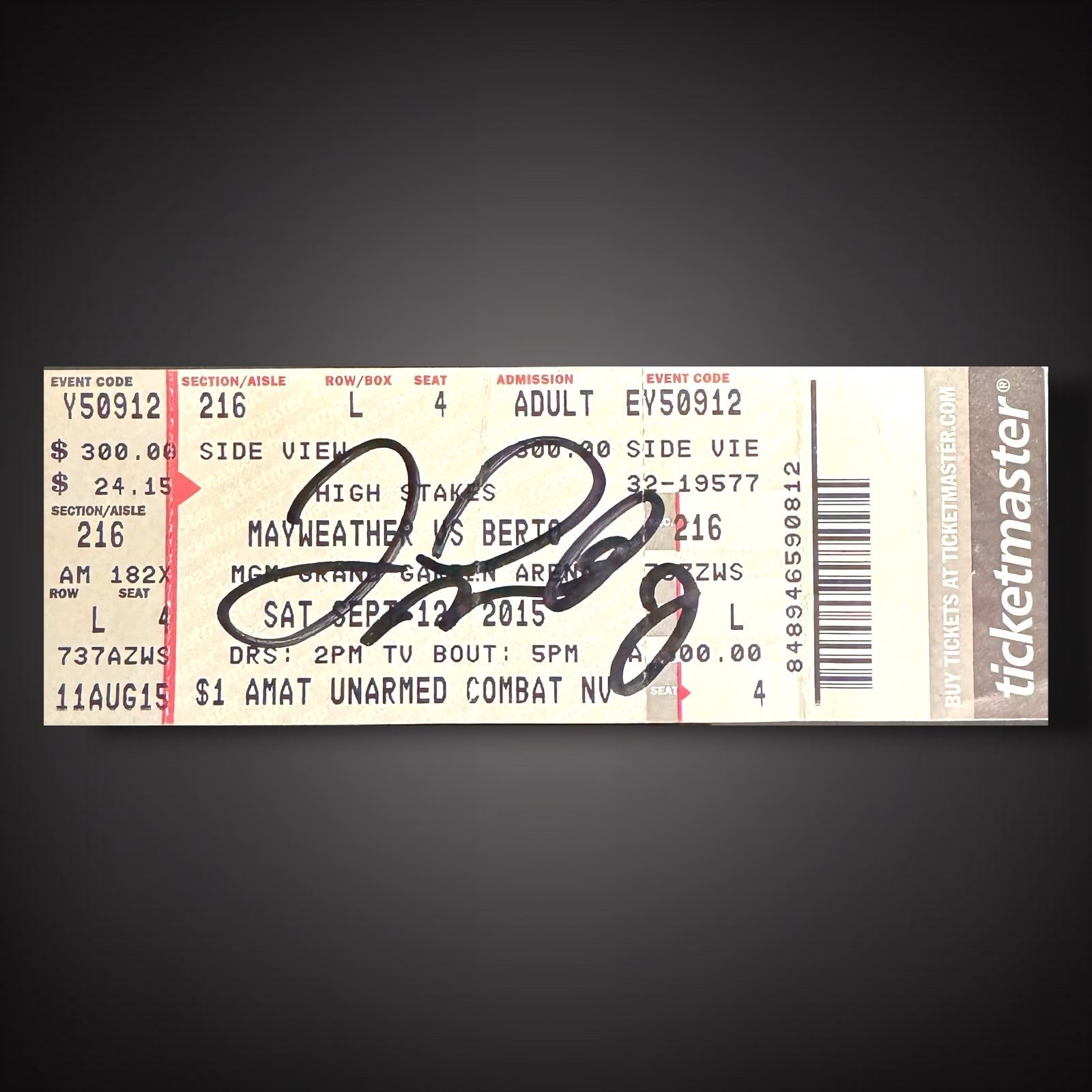 Floyd Money Mayweather Vs Berto Fight Ticket Hand Signed £549 With COA0