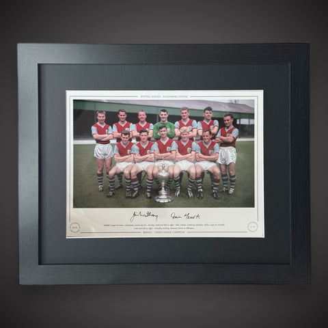 Framed Jimmy McIlroy& Trevor Meredith Signed Burnley Photo 1959/600