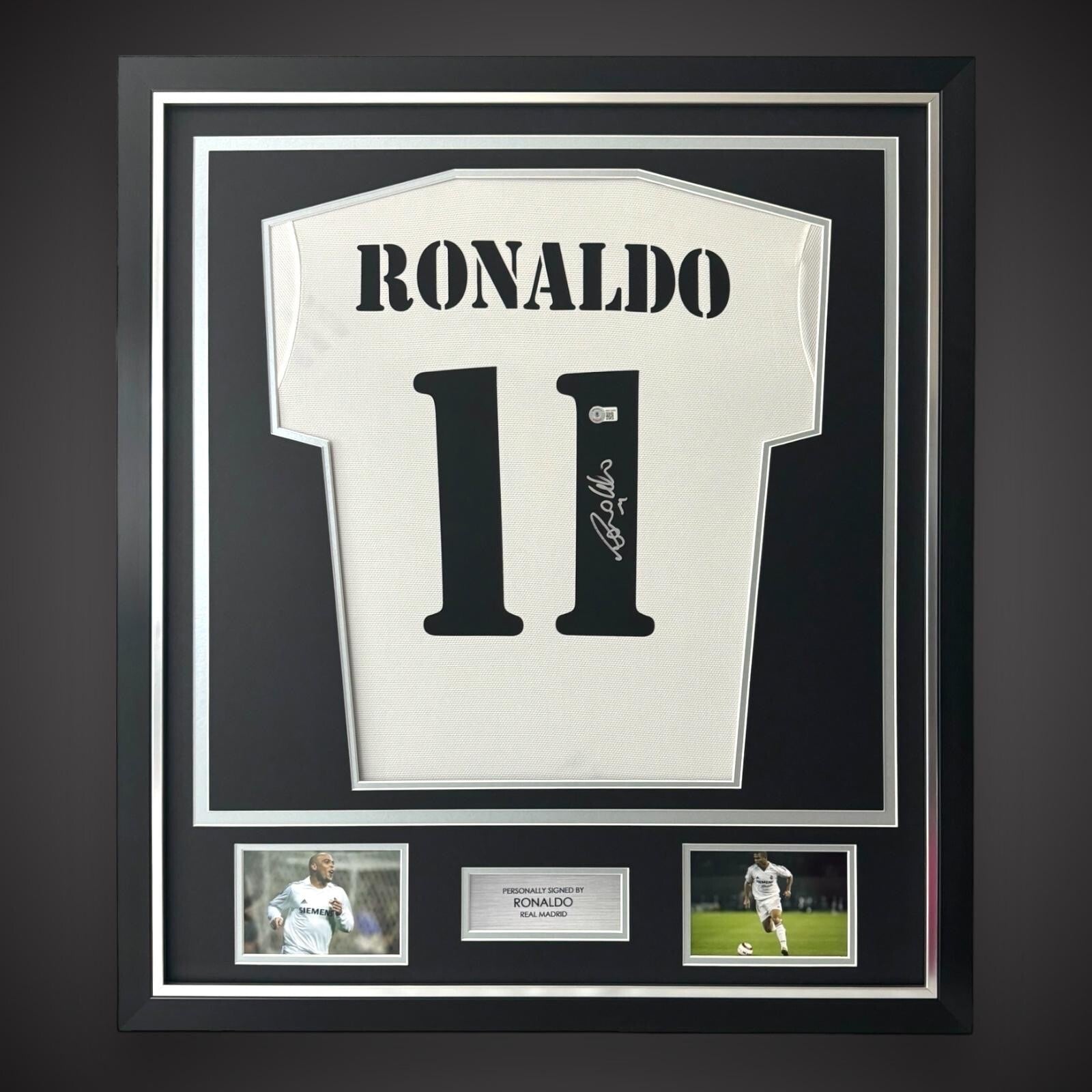 Ronaldo Nazario Signed & Deluxe Framed Real Madrid Shirt £499 With Beckett COA0