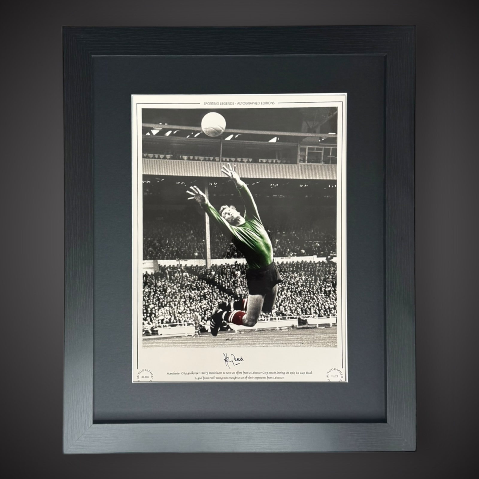 FRAMED Harry Dowd Hand Signed Photo- Manchester City 1969 FA Cup Winners £450