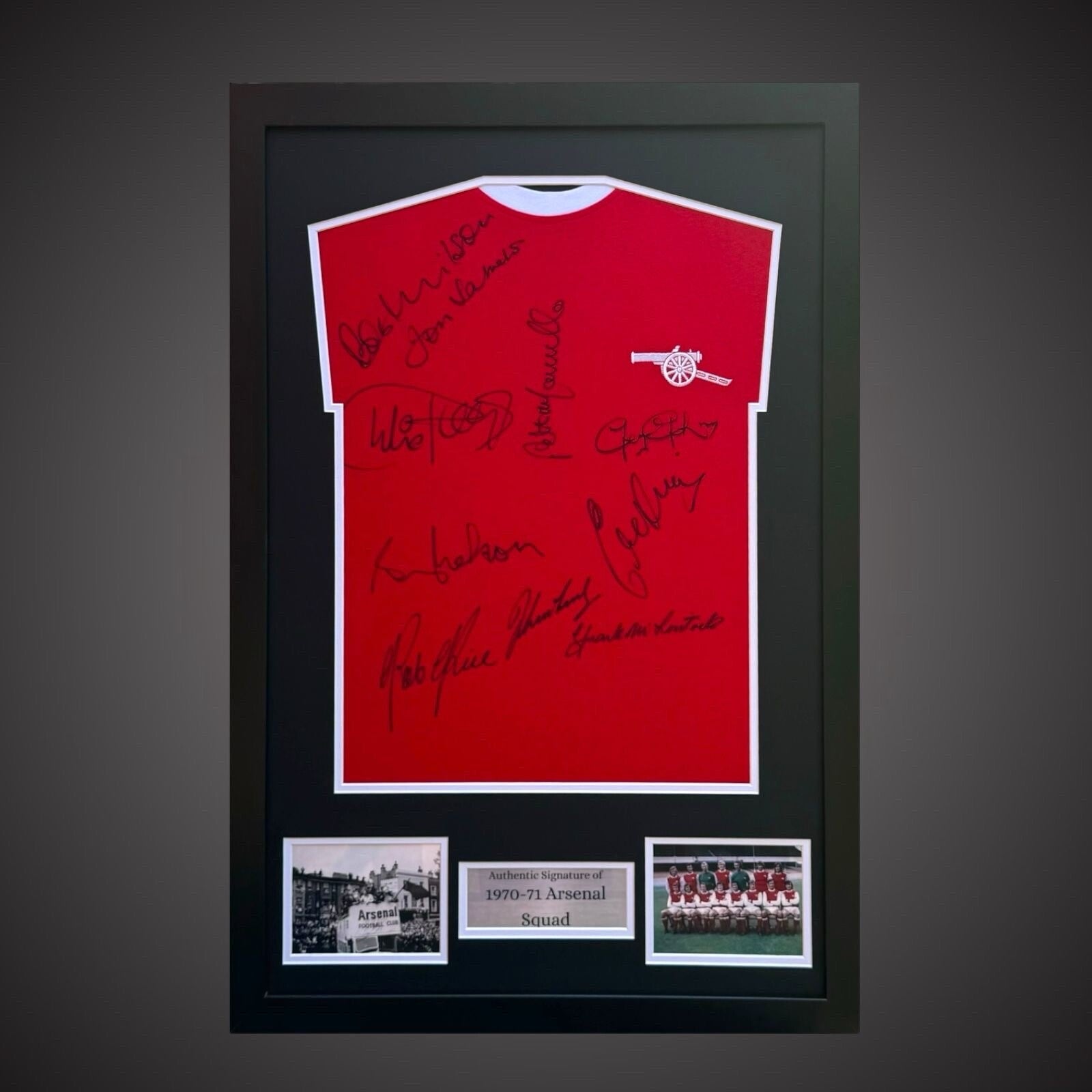Arsenal 1970/71 Framed Shirt Signed By 10 Double winners With COA £3490